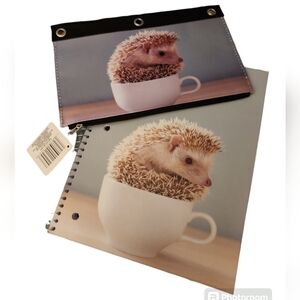 Spiral Notebook Back to School 100 Pages & Pencil Case Hedgehog